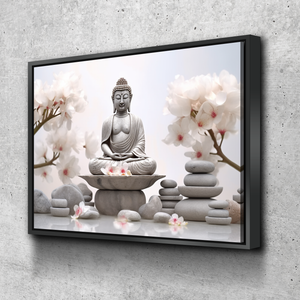 Buddha Monk Zen Stones Bathroom Wall Art | Bathroom Wall Decor | Bathroom Canvas Art Prints | Canvas Wall Art v2