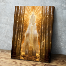 Load image into Gallery viewer, Art Deco Poster Canvas Wall Art Gold Empire State Building Art Framed Print Poster New York City v2