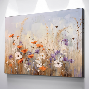 Floral White Background Landscape Bathroom Wall Art | Bathroom Wall Decor | Bathroom Canvas Art Prints | Canvas Wall Art
