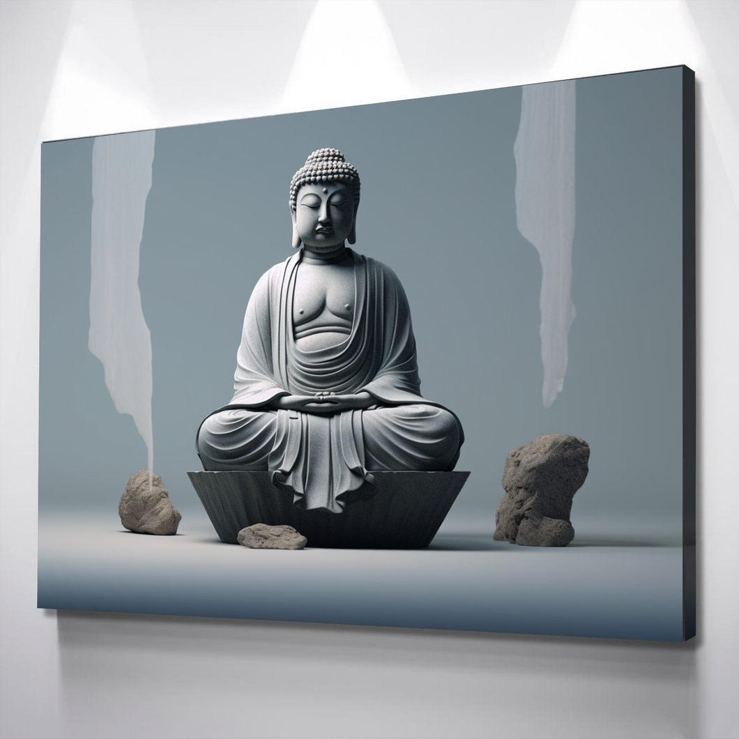 Buddha Monk Zen Stones Bathroom Wall Art | Bathroom Wall Decor | Bathroom Canvas Art Prints | Canvas Wall Art v3