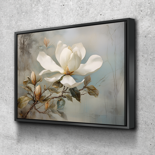 Magnolia Flowers Landscape Bathroom Wall Art | Bathroom Wall Decor | Bathroom Canvas Art Prints | Canvas Wall Art