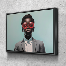 Load image into Gallery viewer, African Wall Art | Abstract African art | Canvas Wall Art | African American Boy Bubblegum Glasses Abstract
