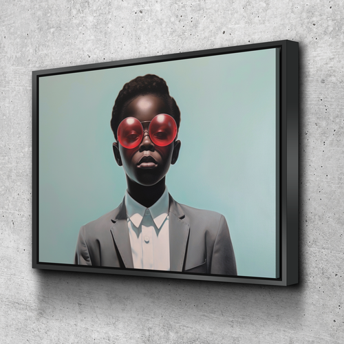 African Wall Art | Abstract African art | Canvas Wall Art | African American Boy Bubblegum Glasses Abstract