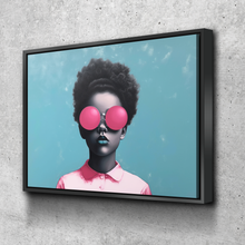 Load image into Gallery viewer, African Wall Art | Abstract African art | Canvas Wall Art | African American Girl Bubblegum Glasses Abstract v2