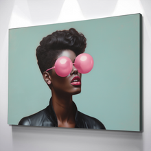 Load image into Gallery viewer, African Wall Art | Abstract African art | Canvas Wall Art | African American Girl Bubblegum Glasses Abstract