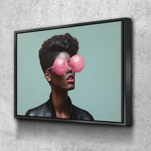 Load image into Gallery viewer, African Wall Art | Abstract African art | Canvas Wall Art | African American Girl Bubblegum Glasses Abstract