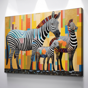 Zebra Abstract Colorful Canvas Wall Art Framed Print | Living Room Kids Room Bedroom Wall Decor v3