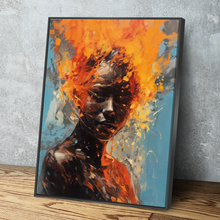 Load image into Gallery viewer, Abstract Woman Hair Fire Flames Portrait Bathroom Wall Art | Living Room Wall Art | Bathroom Wall Decor | Bathroom Canvas Art Prints | Canvas Wall Art