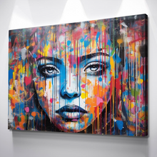 Load image into Gallery viewer, Graffiti Canvas Art | Colored Rain Female Print Poster Art Canvas Wall Art | Living Room Bedroom Canvas Wall Art