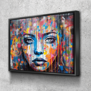 Graffiti Canvas Art | Colored Rain Female Print Poster Art Canvas Wall Art | Living Room Bedroom Canvas Wall Art
