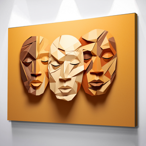 African American Wall Art | African Canvas Art | Canvas Wall Art | Black History Month Men Mask Faces Canvas Art