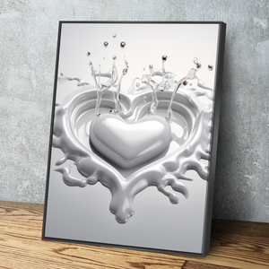 Heart Drop Splash Bathroom Wall Art | Bathroom Wall Decor | Bathroom Canvas Art Prints | Canvas Wall Art v4