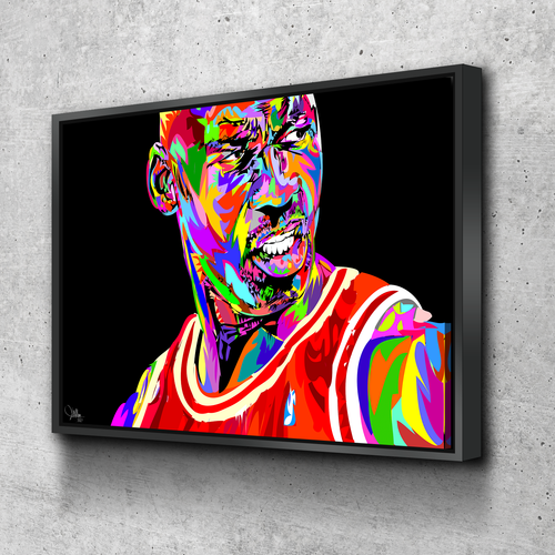 TECHNODROME1 Pop Art Canvas Prints | African American Wall Art | African Canvas Art |  Goat MJ Jordan Chicago Basketball Legend Dunk Contest | Canvas Wall Art
