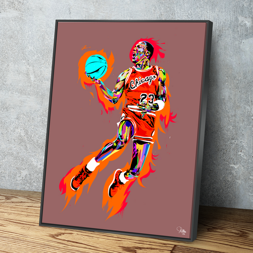 TECHNODROME1 Pop Art Canvas Prints | African American Wall Art | African Canvas Art |  Goat MJ Jordan Chicago Basketball Legend 98 Bulls | Canvas Wall Art