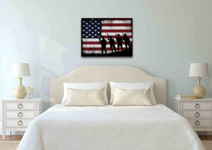 American Flag and 4 US Army Marines Wall Art Canvas Painting Decor bedroom