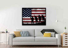Load image into Gallery viewer, American Flag and 4 US Army Marines Wall Art Canvas Painting Decor livingroom