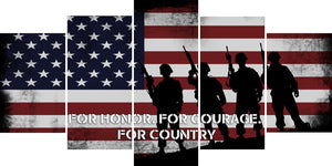 Honor Courage Country American Flag Wall Art Canvas