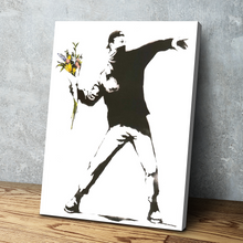 Load image into Gallery viewer, Banksy Prints | Banksy Canvas Art | Banksy Prints for Sale | Graffiti Canvas Art | Flower Thrower Portrait Reproduction