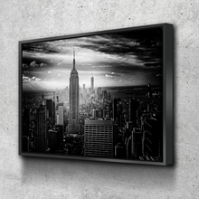 Load image into Gallery viewer, Black and white photo of the Empire State Building and downtown New York City Canvas Art - New York Empire State, New York Canvas, New York Poster, New York Photo