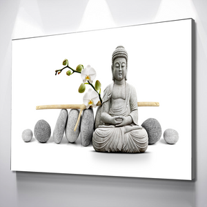 Buddha Monk Zen Stones Bathroom Wall Art | Bathroom Wall Decor | Bathroom Canvas Art Prints | Canvas Wall Art