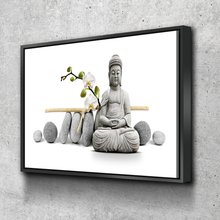 Load image into Gallery viewer, Buddha Monk Zen Stones Bathroom Wall Art | Bathroom Wall Decor | Bathroom Canvas Art Prints | Canvas Wall Art