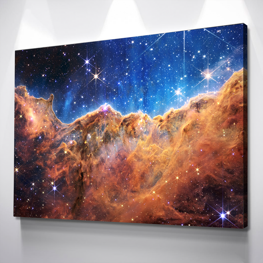 Carina Nebula NASA Deep Field Canvas/Poster Art, James Webb Space Telescope First Images, Cosmic Cliffs Canvas Wall Art Framed Print