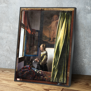Girl Reading a Letter at an Open Window by Johannes Vermeer, Canvas Wall Art Painting Reproduction Ready to Hang