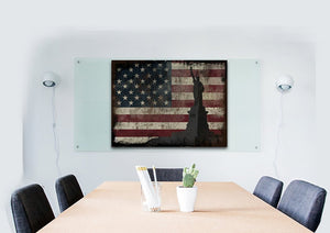 Statue of Liberty with Rustic American Flag Multi Panel Canvas Wall Art Painting Decor