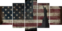 Load image into Gallery viewer, Statue of Liberty with Rustic American Flag Multi Panel Canvas Wall Art Painting Decor