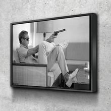 Load image into Gallery viewer, Steve Mcqueen Takes Aim - Canvas Wall Art Ready to Hang Poster