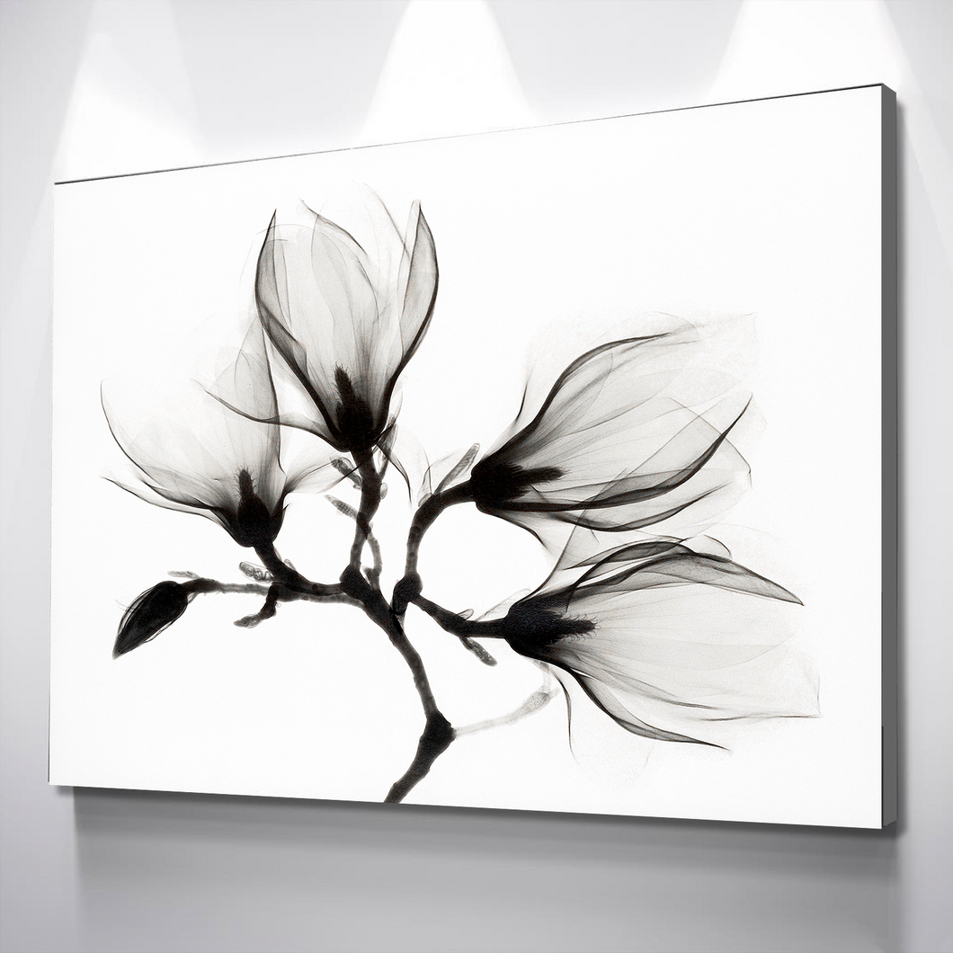 Magnolia Branch with Four Flowers | Living Room Wall Art | Living Room Wall Decor | Bedroom Wall Art | Bathroom Wall Decor | Canvas Wall Art