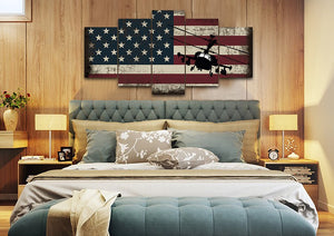 Military Helicopter with American Flag Multi Panel Canvas Wall Art Painting Decor