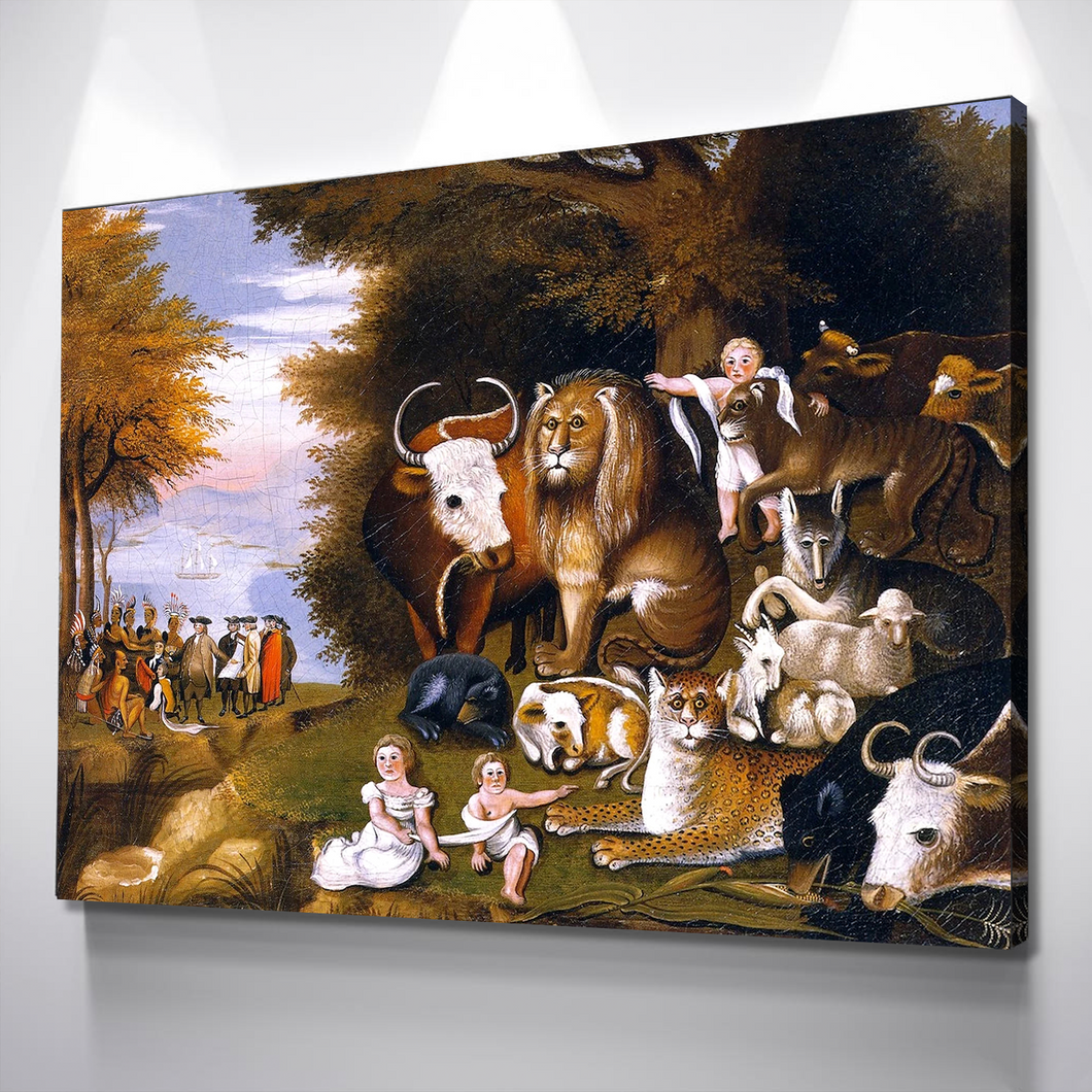 Peaceable Kingdom Painting by Edward Hicks Vintage Poster Canvas Wall Art Décor Gift