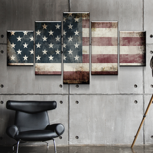 American Flag Decor | American Flag Art | Canvas Wall Art Poster Print | Rustic American Flag