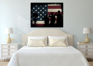 Remembering the Sacrifices by the US Army Marines Military American Flag Wall Art Canvas 