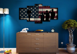 Remembering the Sacrifices by the US Army Marines Military American Flag Wall Art Canvas 