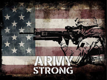 Load image into Gallery viewer, Army Strong on Rustic American Flag Wall Art Canvas
