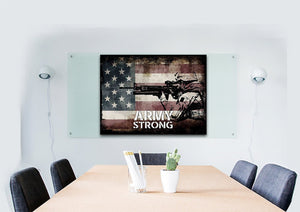 Army Strong on Rustic American Flag Wall Art Canvas