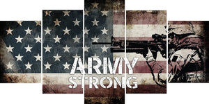 Army Strong on Rustic American Flag Wall Art Canvas