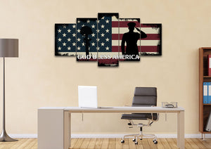 God Bless America Patriotic Wall Art 5 panel office Canvas