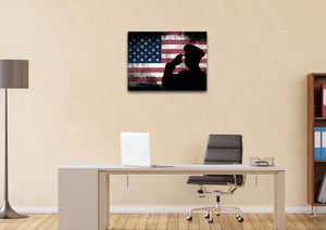 Rustic American Flag and US Military Officer Wall Art Canvas Painting Decor