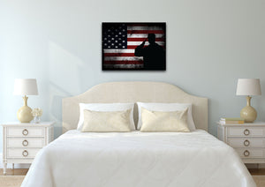 Salute with American Flag-1 panel 18x24 mock up wall art canvas1
