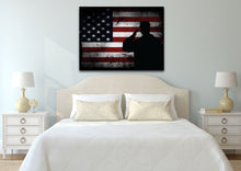 Load image into Gallery viewer, Salute with American Flag 1 panel mock up wall art canvas1