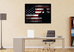 Salute with American Flag 1 panel mock up wall art canvas 2