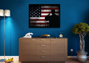 Salute with American Flag 1 panel mock up wall art canvas 3