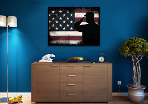 Rustic American Flag Salute wall art canvas painting decor mancave