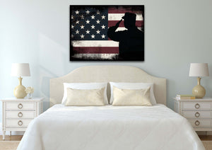 Rustic American Flag Salute Wall Art Canvas Painting Decor