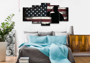 Rustic American Flag Salute wall art canvas painting decor bedroom
