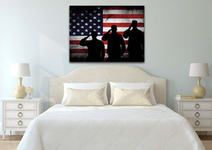 3 US Marines Saluting the American Flag Military Patriotic Army Wall Art 