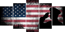 Load image into Gallery viewer, US Army Military Officer Saluting the Patriotic American Flag Wall Art Canvas  UAMOS1-1
